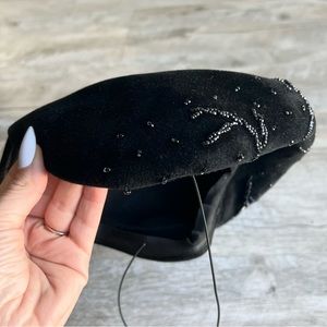 Vintage Frederick & Nelson Black Velvet & Beaded Cocktail Hat